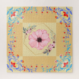 Mooie lenteterminal kunst, Oranje achtergrond Legpuzzel