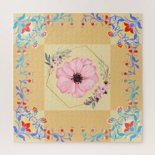 Mooie lenteterminal kunst, Oranje achtergrond Legpuzzel (Verticaal)