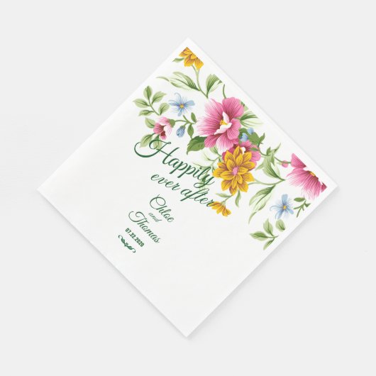 Mooie lentevloerbloemen bruiloft papier servetten (Hoek)