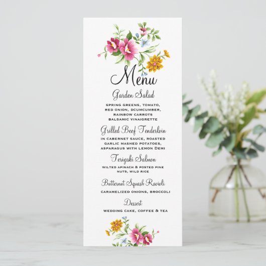 Mooie lentevloerbruiloft menu (Staand voorkant)