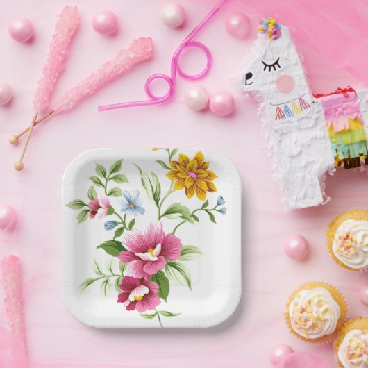 Mooie lentevloerbruiloft papieren bordje (Feest)