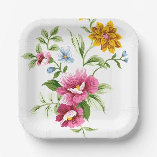 Mooie lentevloerbruiloft papieren bordje (Voorkant)