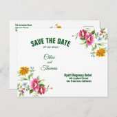 Mooie lentevloeren die de datum bewaren aankondigingskaart (Voorkant / Achterkant)