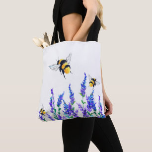 Mooie lentevloeren en bijen vliegen - Tekenen Tote Bag