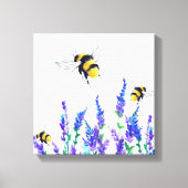 Mooie lentevloeren en bijen vliegen - Tekening Canvas Afdruk (Voorkant)