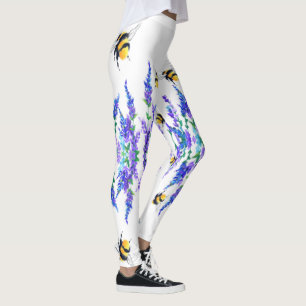 Mooie lentevloeren en bijen vliegen - Tekening Leggings