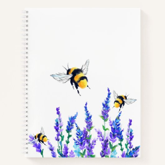 Mooie lentevloeren en bijen vliegen - Tekening Notitieboek (Voorkant)
