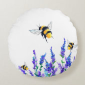 Mooie lentevloeren en bijen vliegen - Tekening Rond Kussen (Voorkant)