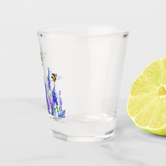 Mooie lentevloeren en bijen vliegen - Tekening Shot Glas (Rechts)