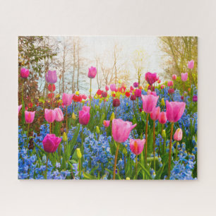 Mooie lentevloeren - Tulpen en hyacinth Legpuzzel