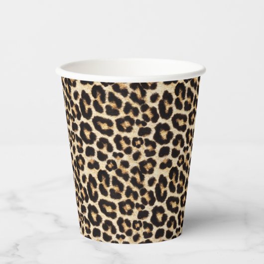 Mooie leopard Fur | Faux Fur Pattern Papieren Bekers (Voorkant)