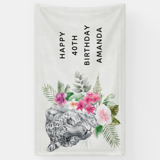 Mooie Leopard Head Exotic Birthday Spandoek (Verticaal)