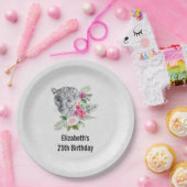 Mooie leopard Head Portret Birthday Papieren Bordje (Feest)