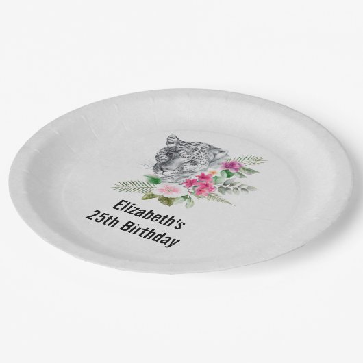 Mooie leopard Head Portret Birthday Papieren Bordje (Gekanteld)