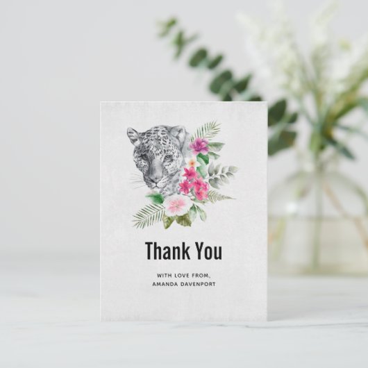 Mooie leopard Head-portret Dank u Briefkaart (Staand voorkant)