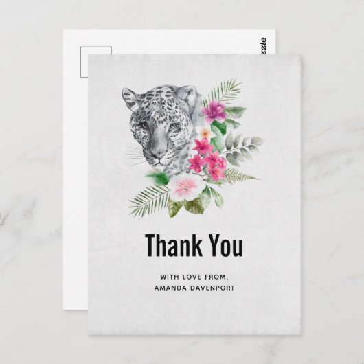 Mooie leopard Head-portret Dank u Briefkaart (Voorkant / Achterkant)