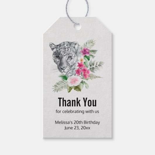 Mooie leopard Head-portret in Waterverf Gift Cadeaulabel (Voorkant)
