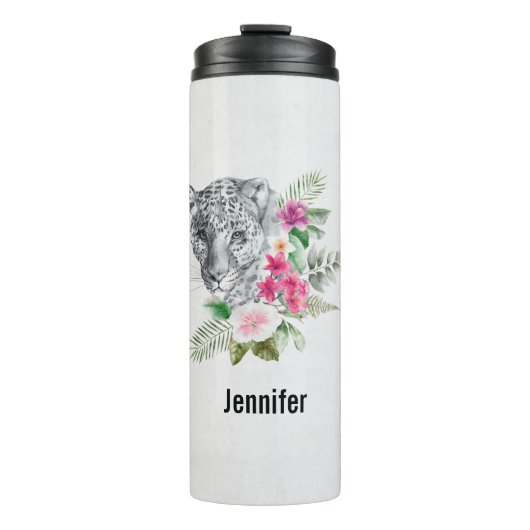 Mooie leopard Head-portret in Waterverf Stai Thermosbeker (Voorkant)