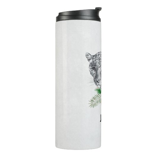 Mooie leopard Head-portret in Waterverf Stai Thermosbeker (Gedraaid links)