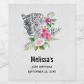 Mooie Leopard-kop in de Waterverf partij Wijn Etiket (Enkel label)