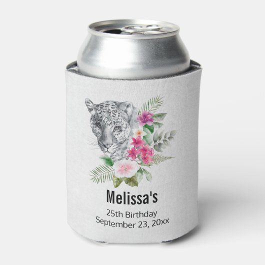 Mooie Leopard-kop in Waterverf, zaterdag Blikjeskoeler (Blikje Voorkant)