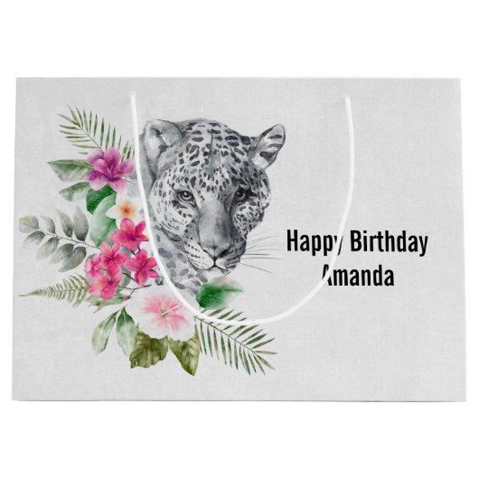 Mooie Leopard-kop in Waterverf, zaterdag Groot Cadeauzakje (Voorkant)