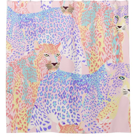 Mooie Leopard Seamless Pattern illustratie Ar Douchegordijn (Voorkant)