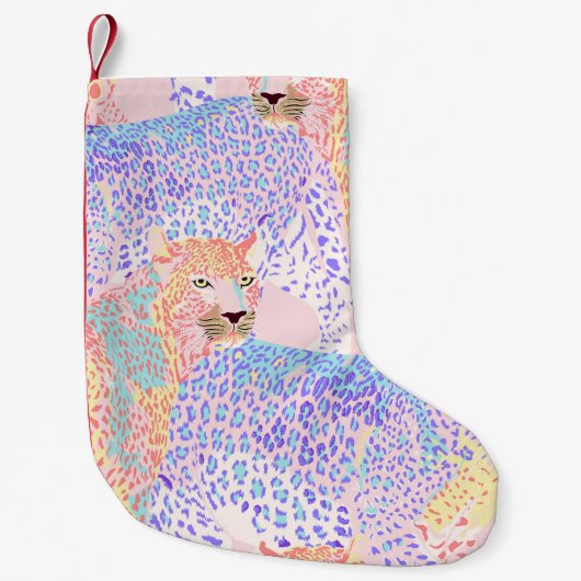 Mooie Leopard Seamless Pattern illustratie Ar Kleine Kerstsok (Voorkant)