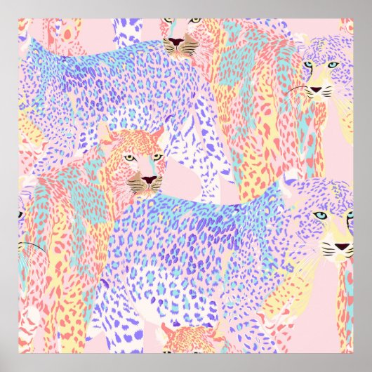Mooie Leopard Seamless Pattern illustratie Ar Poster (Voorkant)