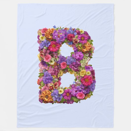 Mooie letter B bloemenmonogram deken (Voorkant)