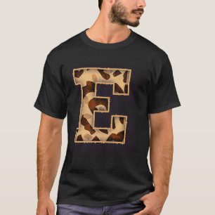 Mooie letter E initiële naam luipaard jachtluipaar T-shirt