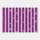 Mooie leuke gouden indigoblauwe roze kerstpatroon inpakpapier vel (Voorkant 3)