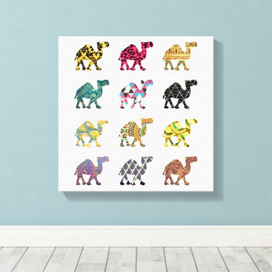 Mooie leuke kameel kunst canvas afdruk (Insitu (Houten vloer))