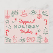 Mooie leuke kerstdoedels Niet-foto Feestdagenkaart (Voorkant)