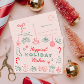 Mooie leuke kerstdoedels Niet-foto Feestdagenkaart