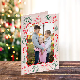 Mooie leuke kerstdoodles foto feestdagen kaart