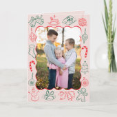 Mooie leuke kerstdoodles foto feestdagen kaart (Voorkant)