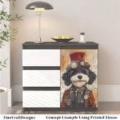 Mooie Leuke Steampunk Zwart & Wit Hond AB6 Decoupa Tissuepapier