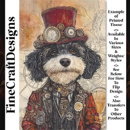 Mooie Leuke Steampunk Zwart & Wit Hond AB6 Decoupa Tissuepapier