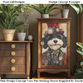 Mooie Leuke Steampunk Zwart & Wit Hond AB6 Decoupa Tissuepapier