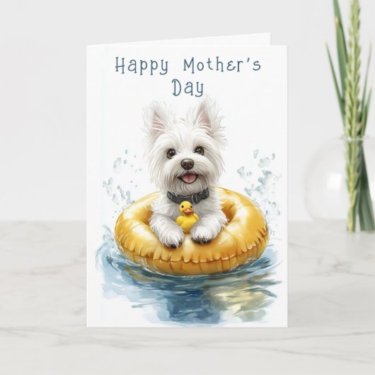 Mooie leuke Westie-hond rubberen ring CV5 Douce Mo Kaart (Voorkant)