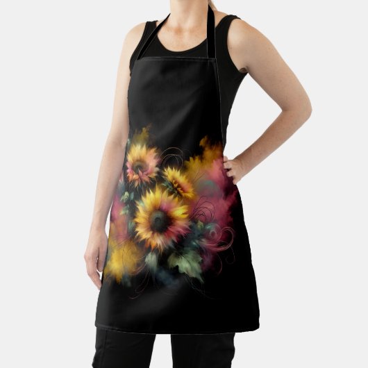 Mooie levendige Abstracte zonnebloemen Schort (Insitu)