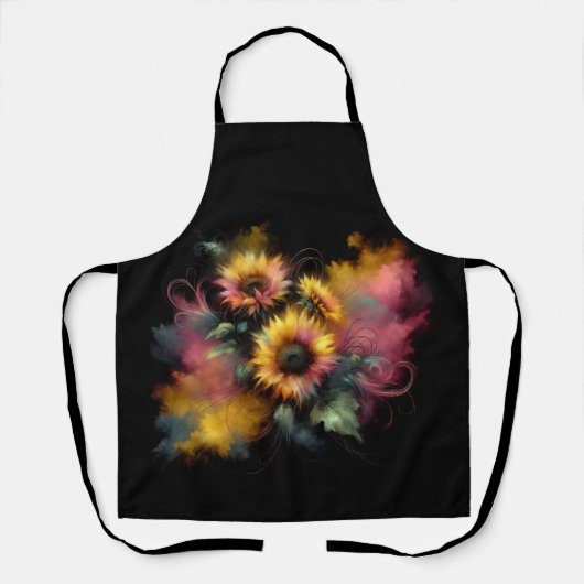 Mooie levendige Abstracte zonnebloemen Schort (Voorkant)