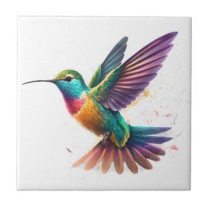 Mooie Levendige Aquarel Kolibrie Print Tegeltje