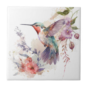 Mooie Levendige Aquarel Kolibrie Print Tegeltje