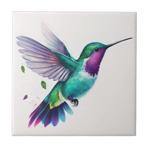 Mooie Levendige Aquarel Kolibrie Print Tegeltje
