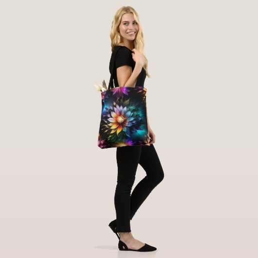 Mooie levendige bloemen Canvas tas (Op model)