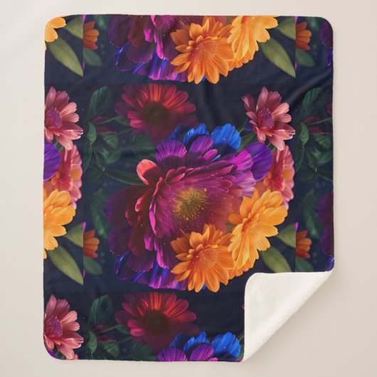 Mooie levendige bloemenmix 2 sherpa deken (Voorkant)
