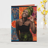 Mooie levendige creatieve Afrikaanse dame verjaard Kaart (Gele Bloem)