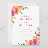 Mooie levendige lente zomer bloemenbruiloft kaart (Voorkant)
